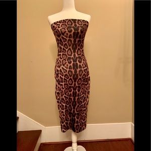 Animal print strapless stretch dress